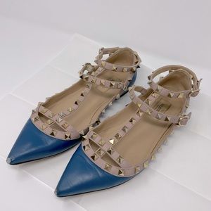 Valentino blue rockstud ballet flats